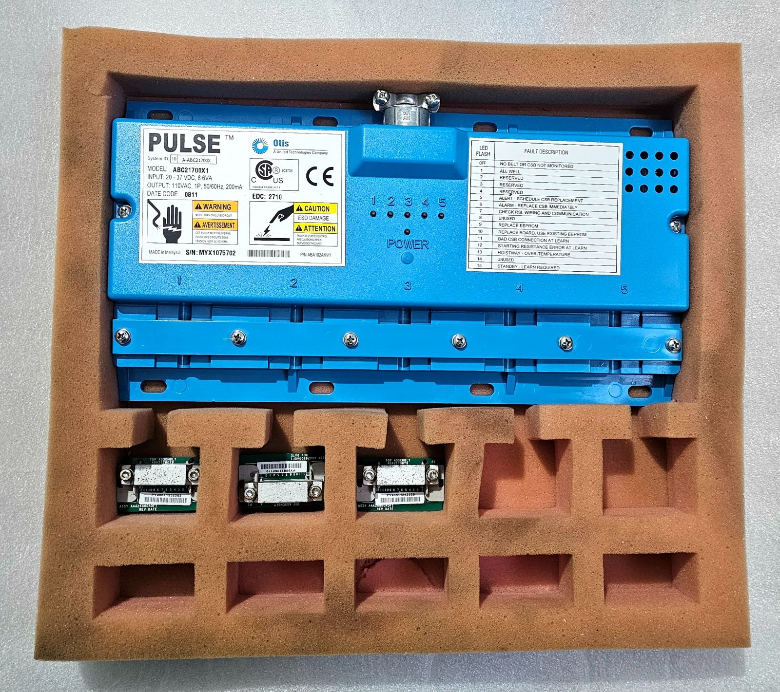 NEW OTIS PULSE MODEL ABC21700X1 GEN2 ELEVATOR STEEL 3 BELT MONITORING DEVICE KIT