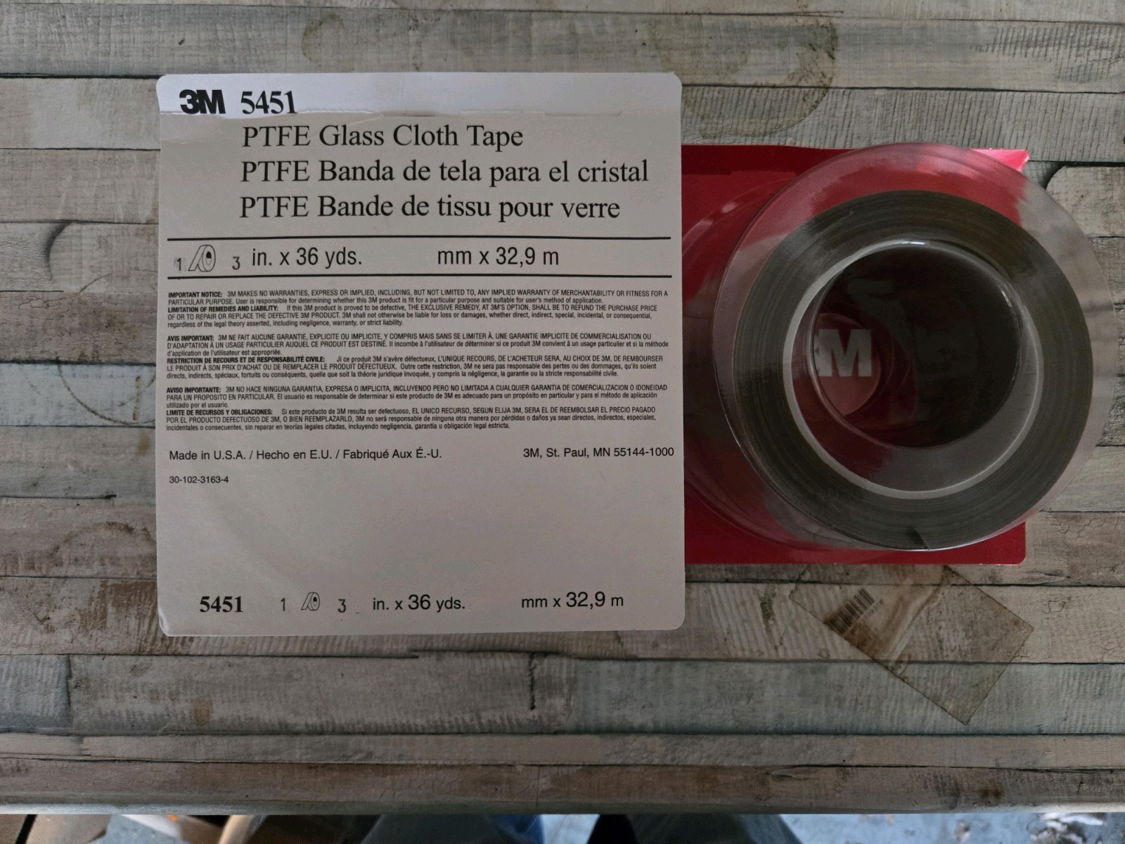 3M PTFE Glass Cloth Tape 5451 Brown 3