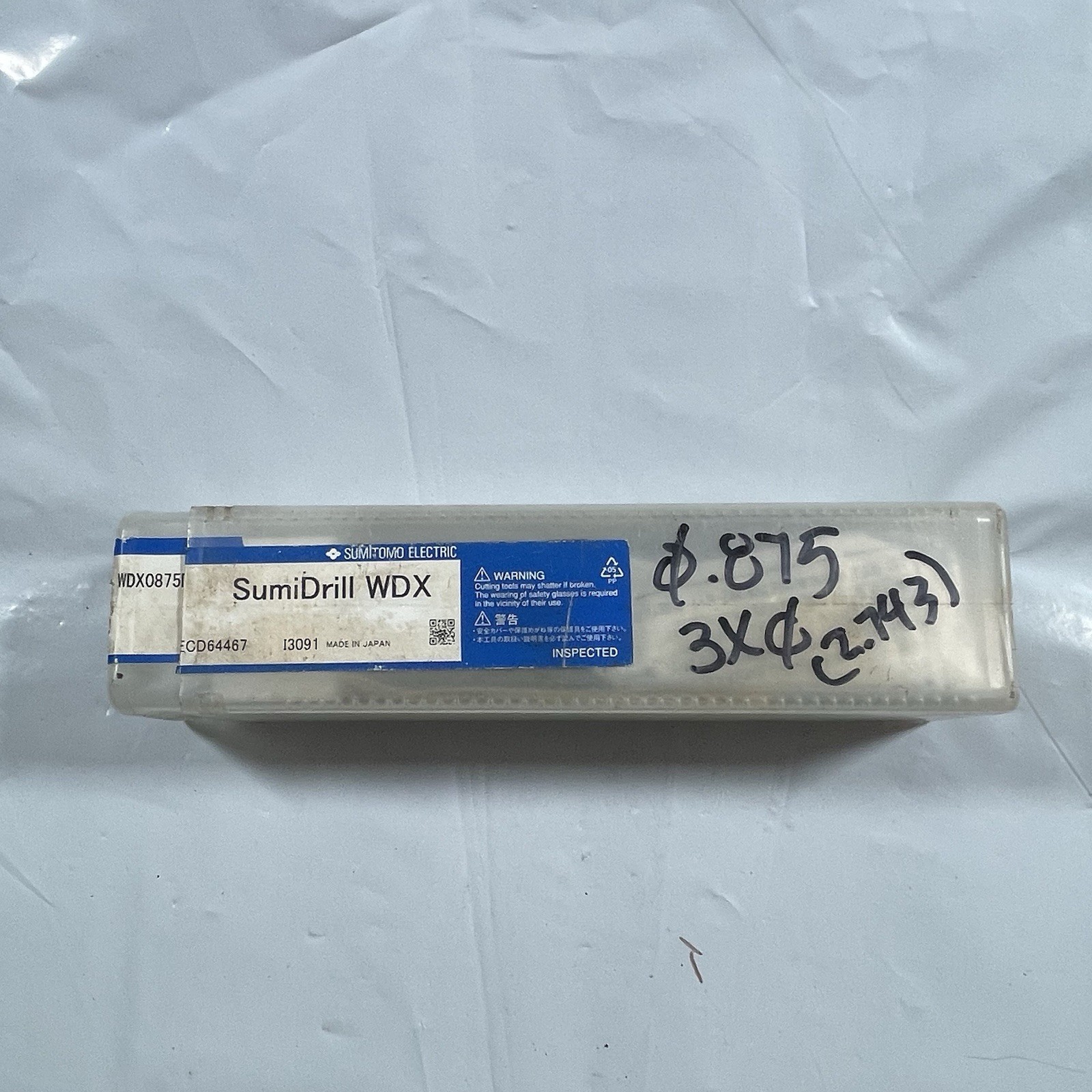 Sumitomo Electric SumiDrill WDX0875D3S100 7/8”x2.743”x3” 1”Shank Insert Drill