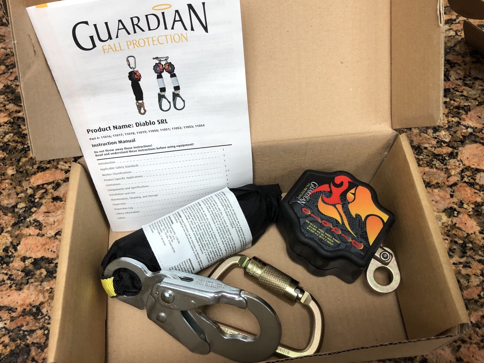Guardian 11016 Diablo 6’ Web Self Retracting Lifeline. SRL Fall Protection. New