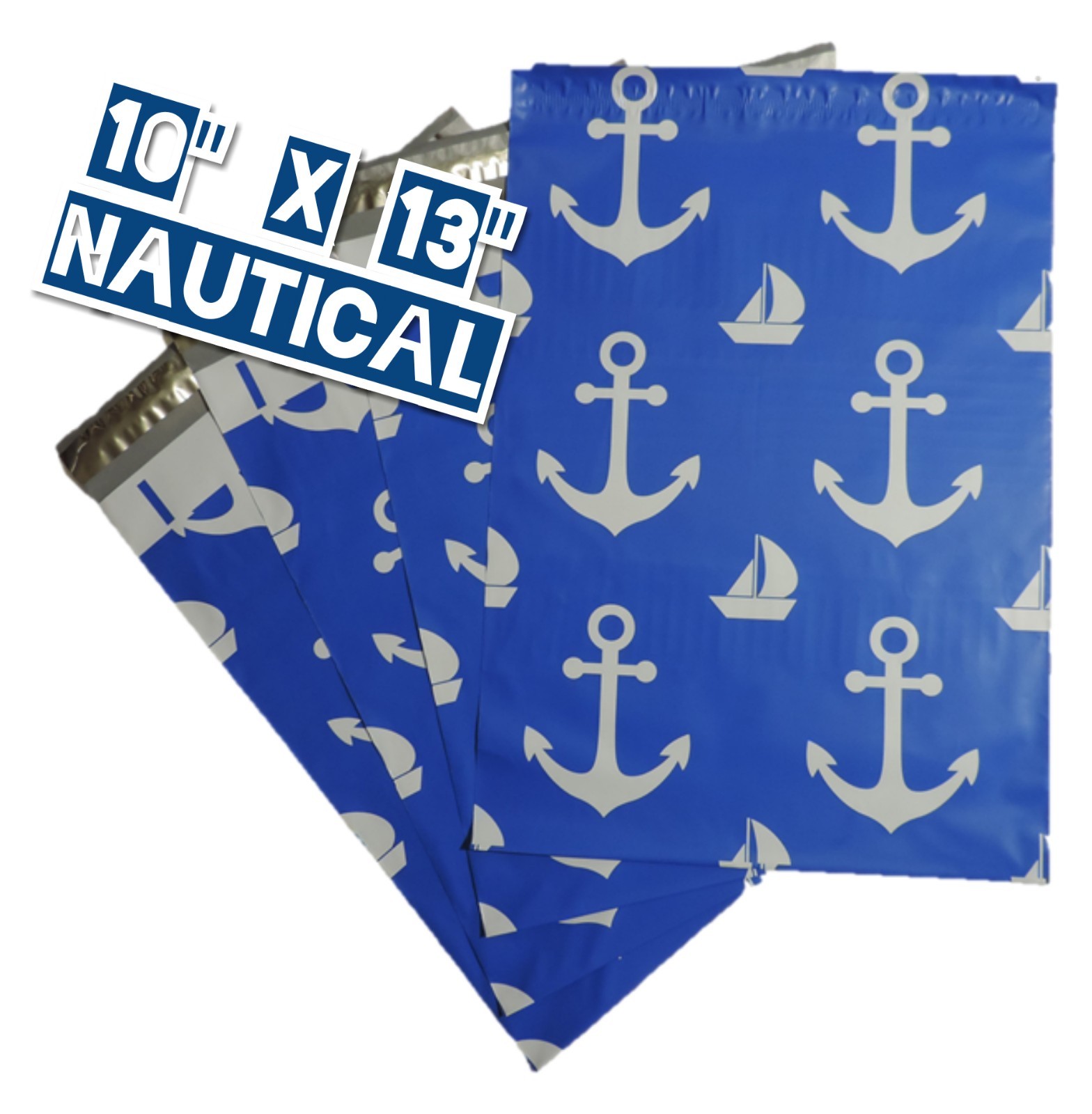uPaknShip 10x13 Nautical Designer Poly Mailers - Shipping Envelopes