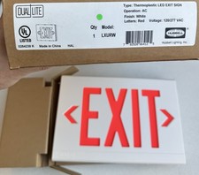 Dual-Lite LXURW LED Exit Sign Red Letters White Housing 120/277V NEW picture