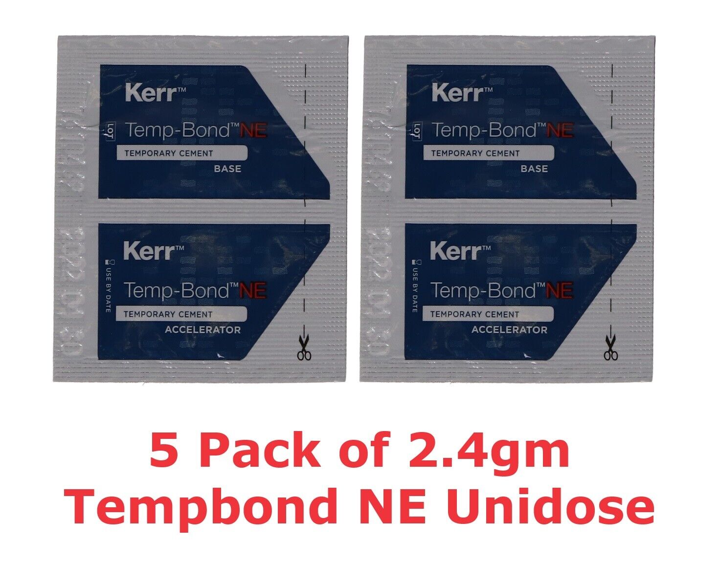 ORIGINAL KERR Temp-Bond NE Temporary Cement 2.4gm Unidose Base & Accelerator