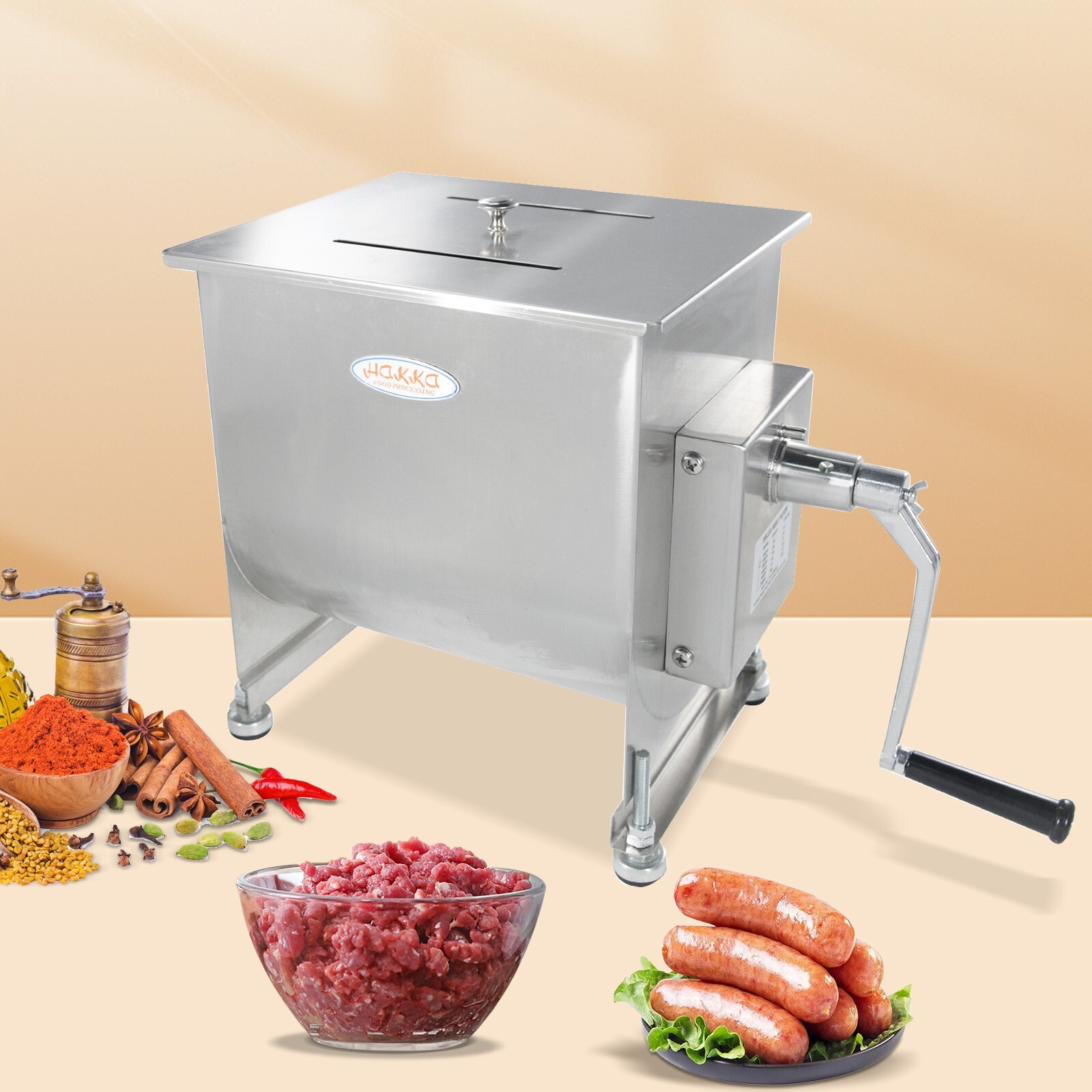 Hakka Manual Meat Mixer 30 lbs 15L Commercial Sausage Food Mixing