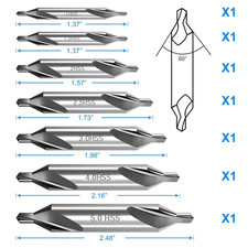 7 Pcs Center Drill Bits Set HSS M2 High Speed Steel 60-Degree Angle Center Drill picture