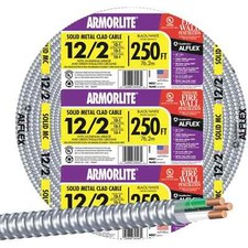 Southwire Armorlite 250ft 12/2 Solid Aluminum MC Cable Wire Wet Hazard Condition picture
