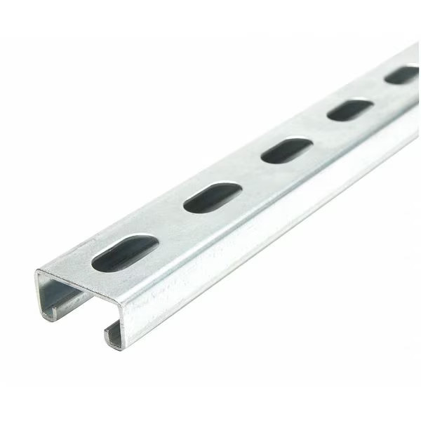 Single Channel Strut, Slotted, Steel, Galvanized, 9/16 in x 1-1/8 in Hole Size,