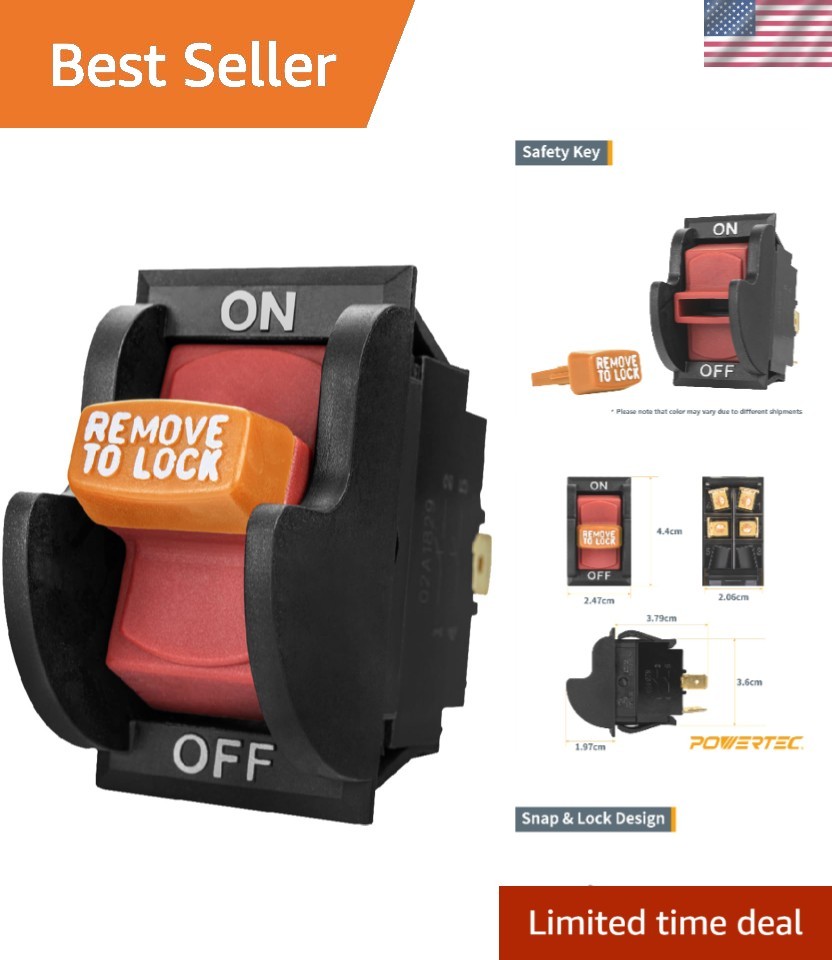 120V/230V Dual Voltage 16 Amps, On/Off Safety Toggle Switch for Power Tools,F...