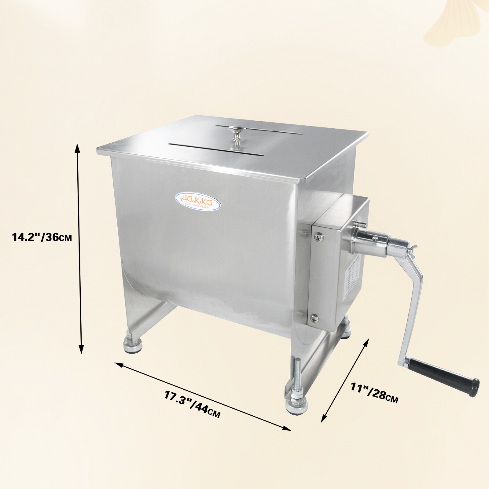 Hakka Manual Meat Mixer Stainless Steel 15/30/45/60/85/90LBS Meat Mixing Hopper
