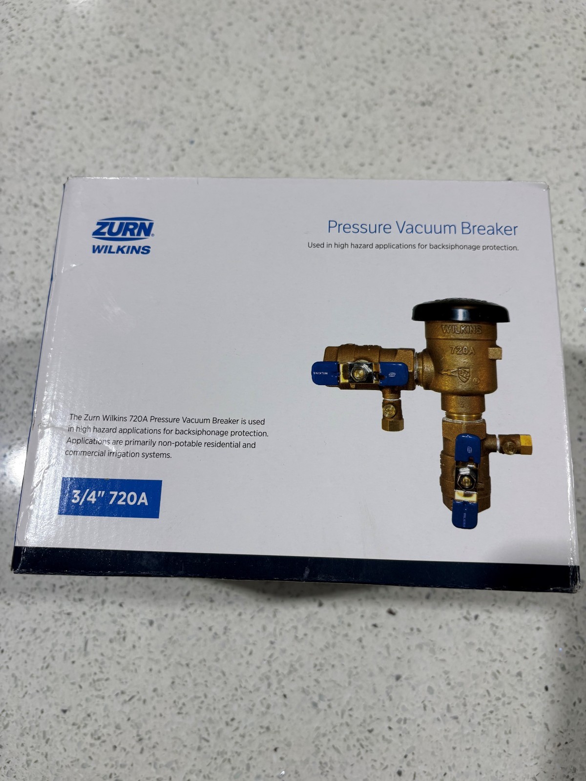 *New/Sealed* Zurn Wilkins 3/4 in. 720A Pressure Vacuum Breaker Assembly 34-720A