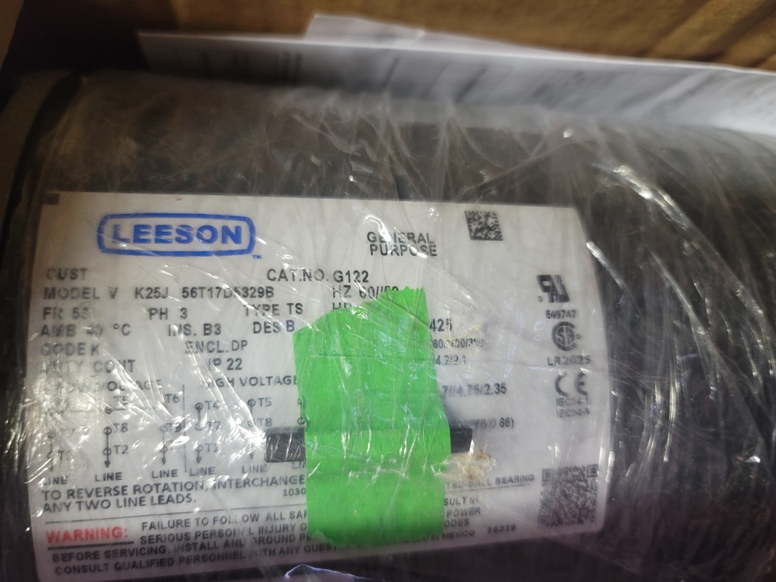 NEW Leeson 056T17D5329 Condenser Fan Motor 1-1/2 HP 56 Frame 3-Phase