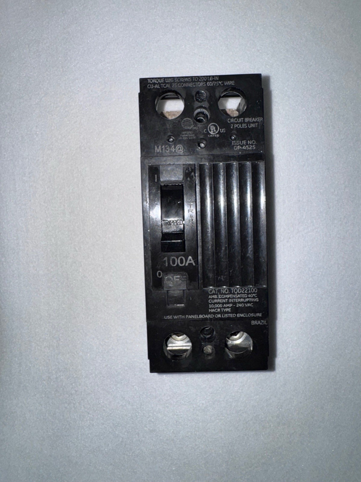 GE TQD22100 Breaker 100A, 2 Pole, 240vac