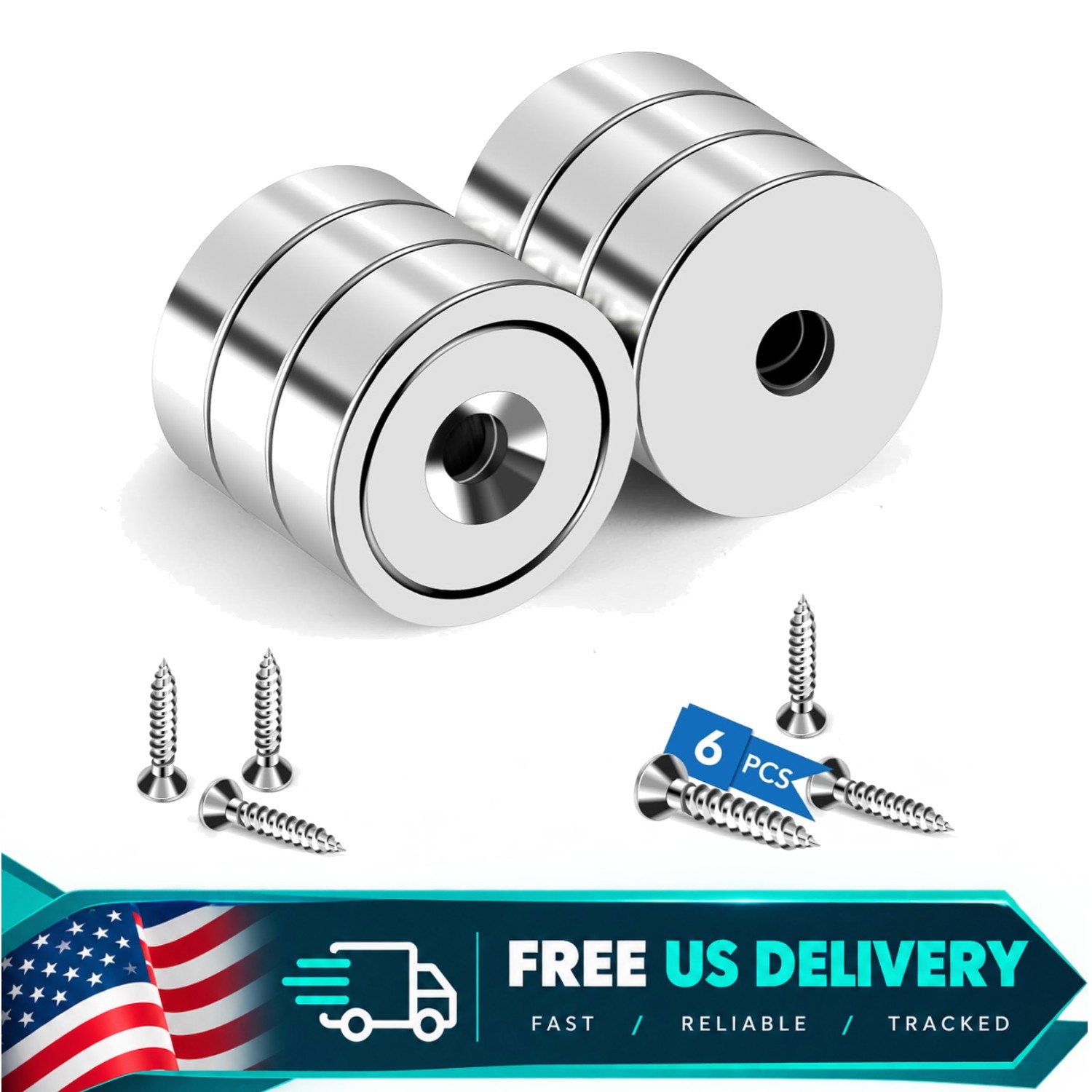LOVIMAG Strong Magnets Heavy Duty Screw On Neodymium 40LBS Magnet 6 Pack