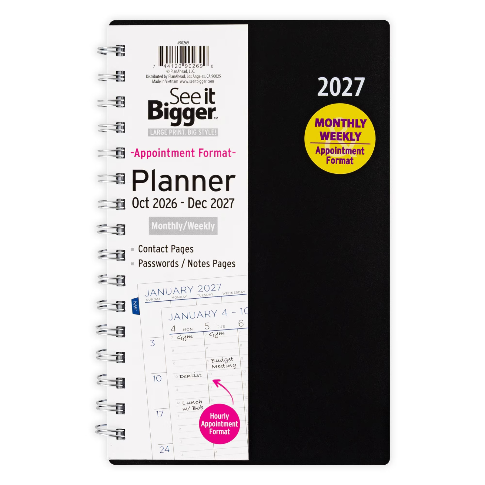 See It Bigger 15 Month Appointment Planner 2026-2027 Medium Black