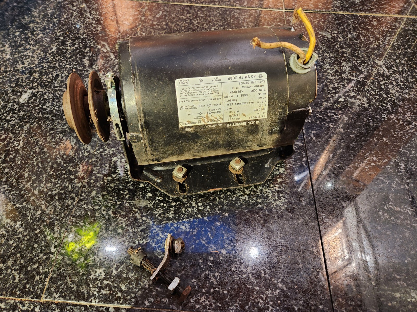 A. O. Smith GK2074 General Purpose Motor 230/115 Volts 1725 Rpm Made USA Tested