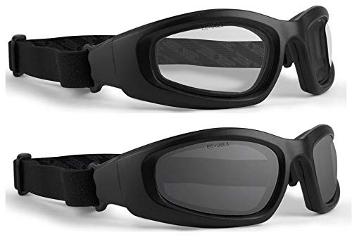 Epoch Eyewear Goggles 2pk Black Frame w/Clear & Smoke Lens Padded