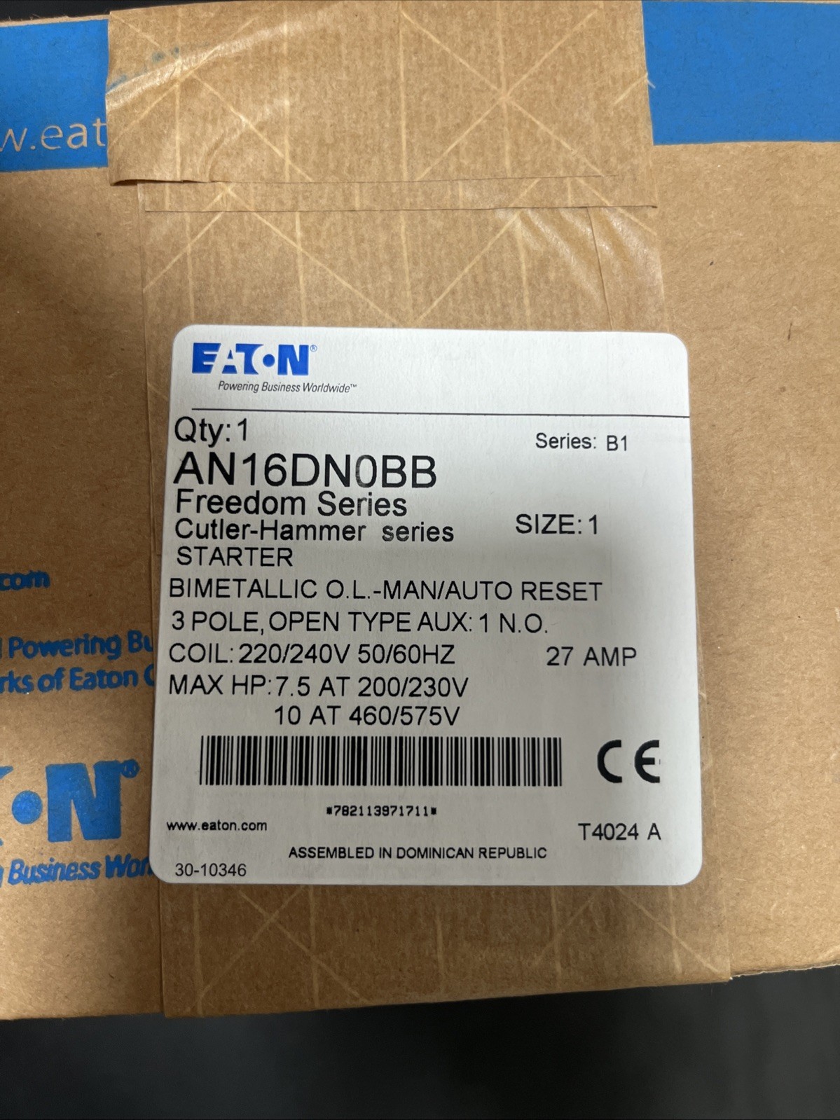 New Factory Sealed Eaton AN16DN0BB Freedom Size 1 Starter 