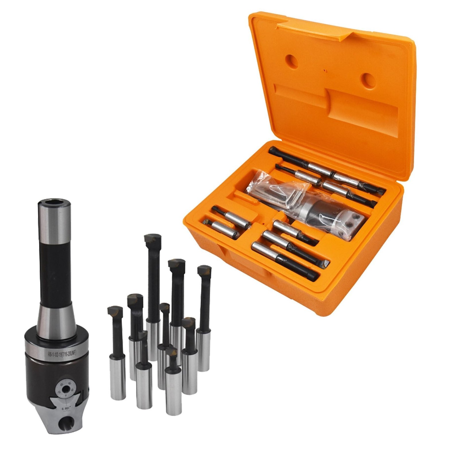 Kimllier 2 Inch Boring Head R8 1/2 Inch Shank Boring Bar Set 9Pcs Carbide Tip...