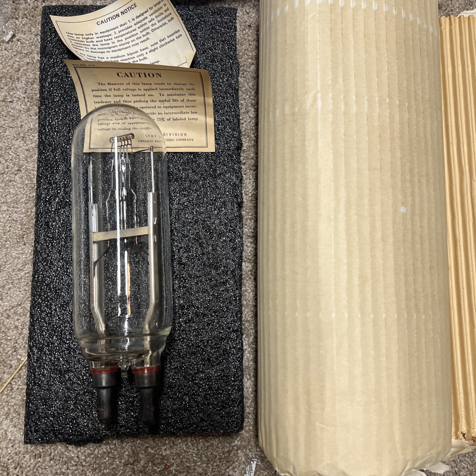 GE 2100W 60V T24 Searchlight Lamp New Old Stock Vintage Spotlight Search Lamp
