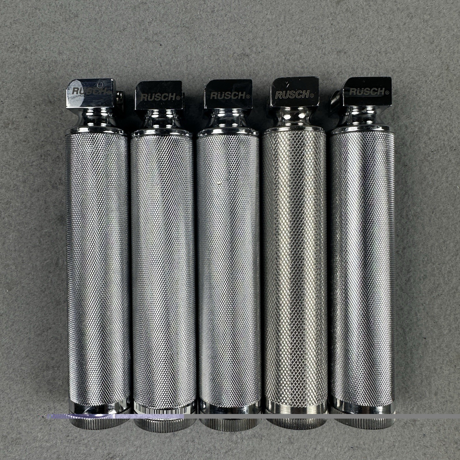 Rusch Standard Conventional Laryngoscope Handle Lot of 5 Cross Cut Finish Tested