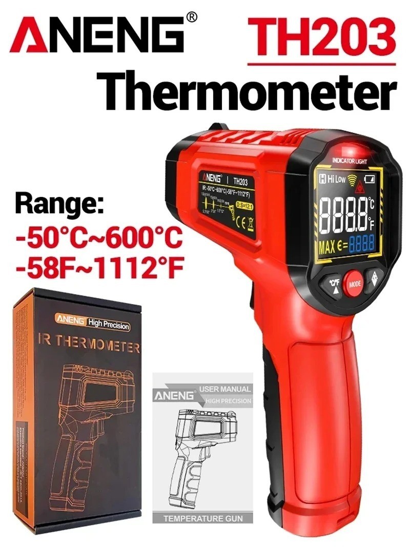 Infrared Laser Thermometer Gun – Fast Non-Contact Digital Temp Meter
