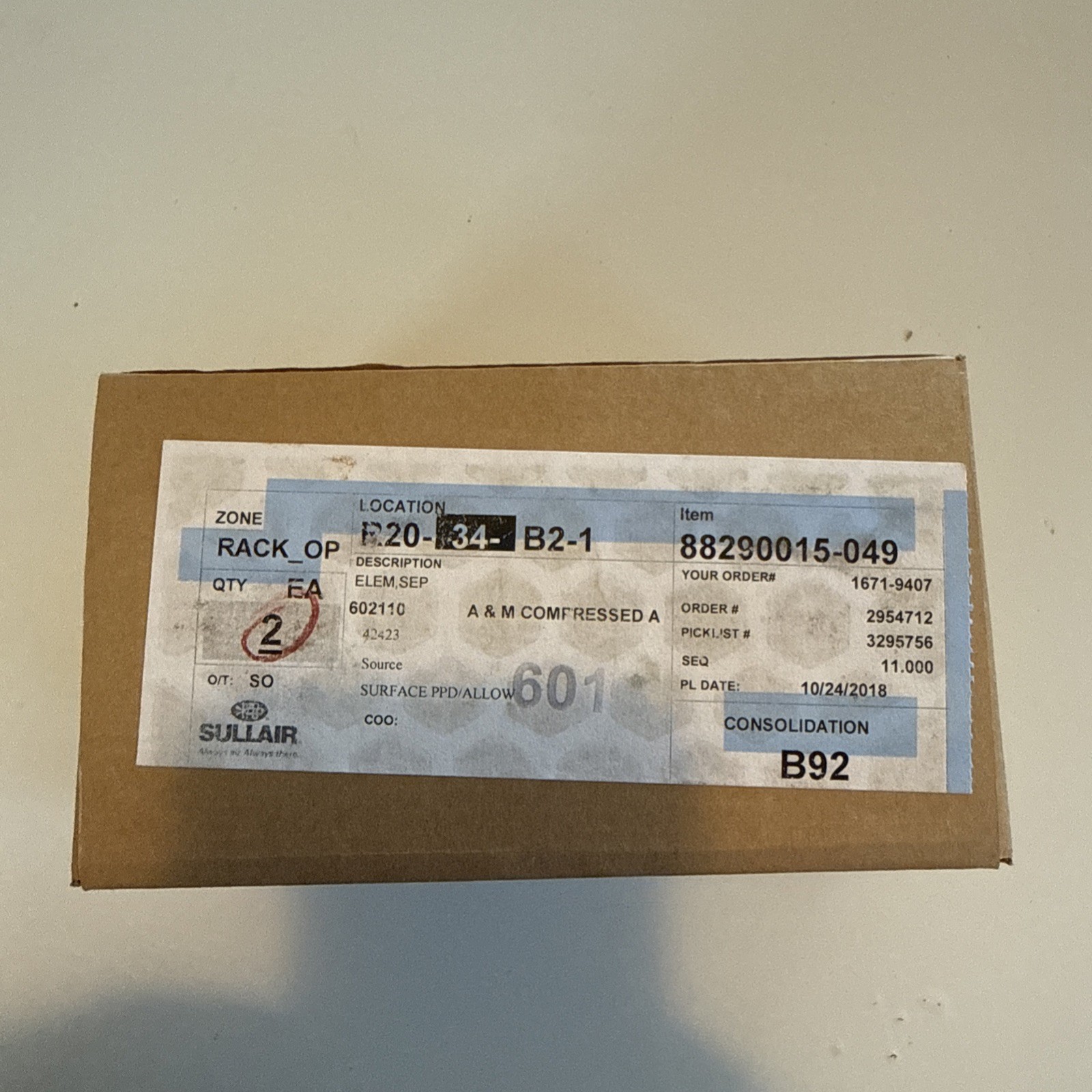 88290015-049 Sullair Separator - Made In Usa - 4000 Working Hours