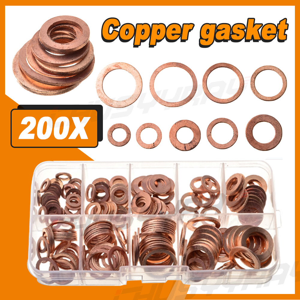 200pc  Motorcycle Bike Car Brake Line Banjo Bolt Copper Crush Washers A++