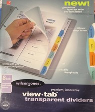 Tab View Dividers 8 Set Wilson Jones Transparent Dividers Lot Of 5 picture