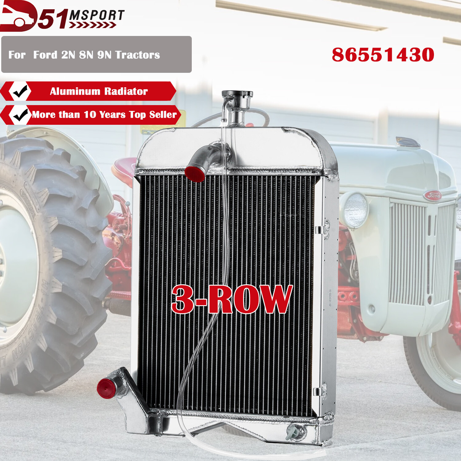 3 Row Aluminum Radiator Fits For Ford 2N 8N 9N Tractors  8N8005 86551430
