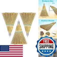 Ckhoid 3 Pcs 12 Inch Whisk Broom Hand Held Handmade Mini Corn Broom Straw Solid picture