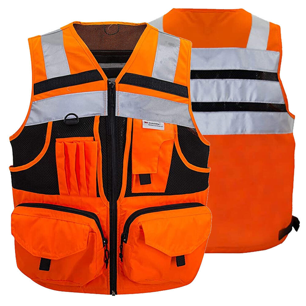 3M High-Visibility Reflective Safety Vest, Multi-Pocket, Unisex Durable M to 7X