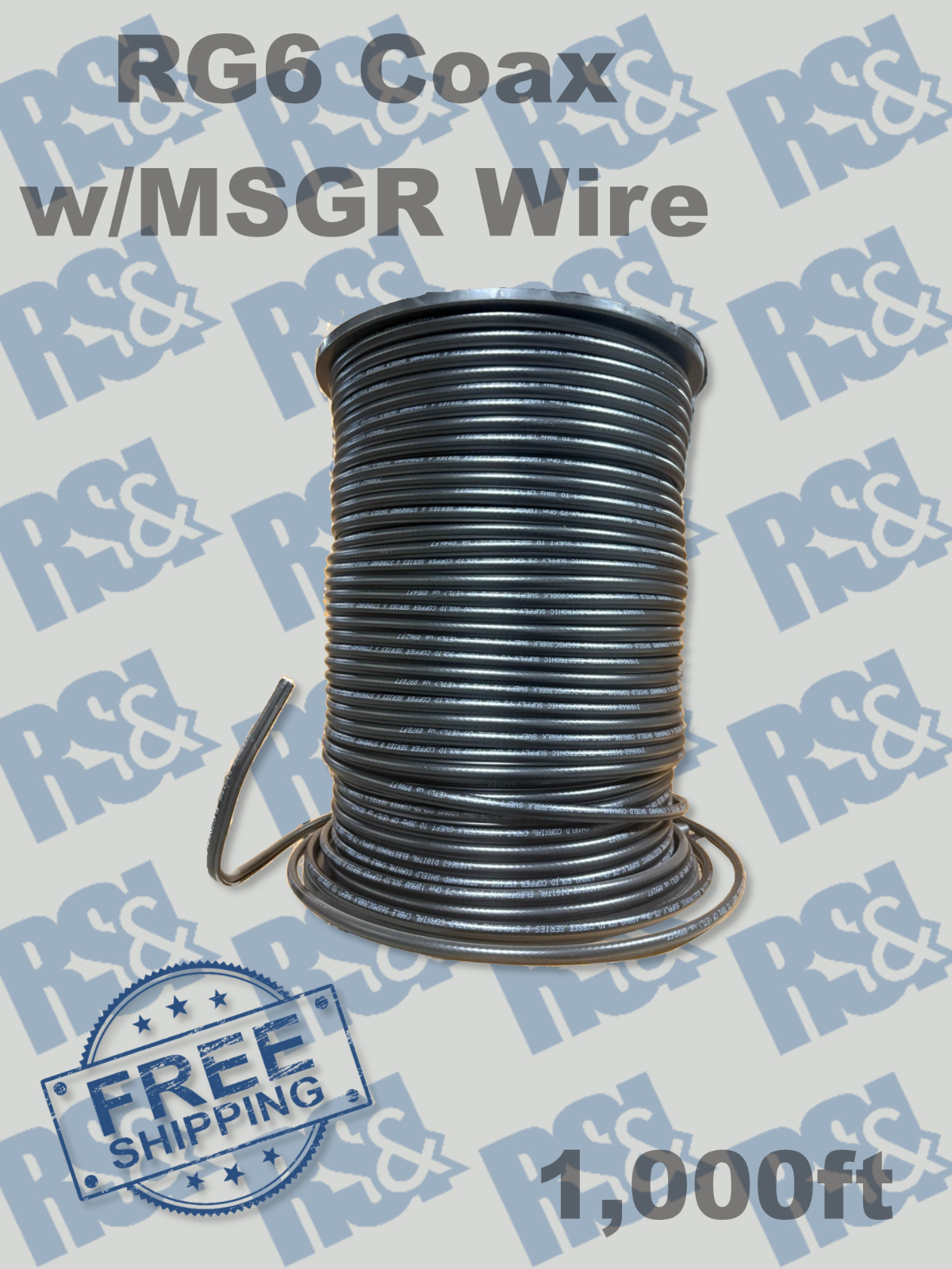 1000ft RG6 Dual Shield Coaxial Cable 75 Ohm Solid Copper 18AWG Black DES 1000ft RG6 Dual Shield Coaxial Cable 75 Ohm Solid Copper 18AWG Black DES