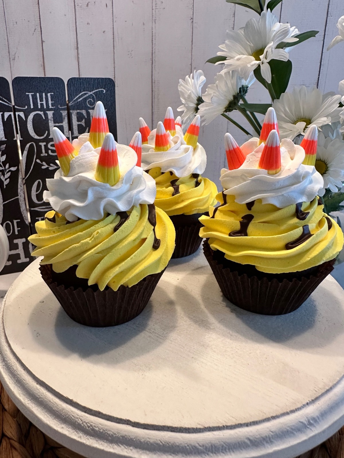 DEZICAKES Fake Candy Corn Cupcakes Set of 3