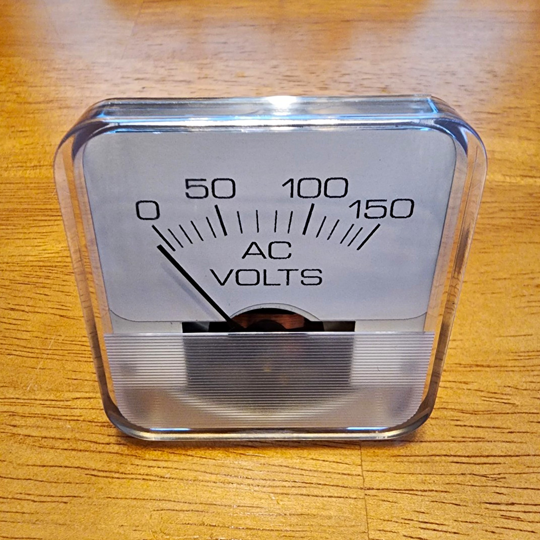 Analog Panel Mount Meter AC Volts Voltmeter Gauge 0-150V Scale. Made in USA