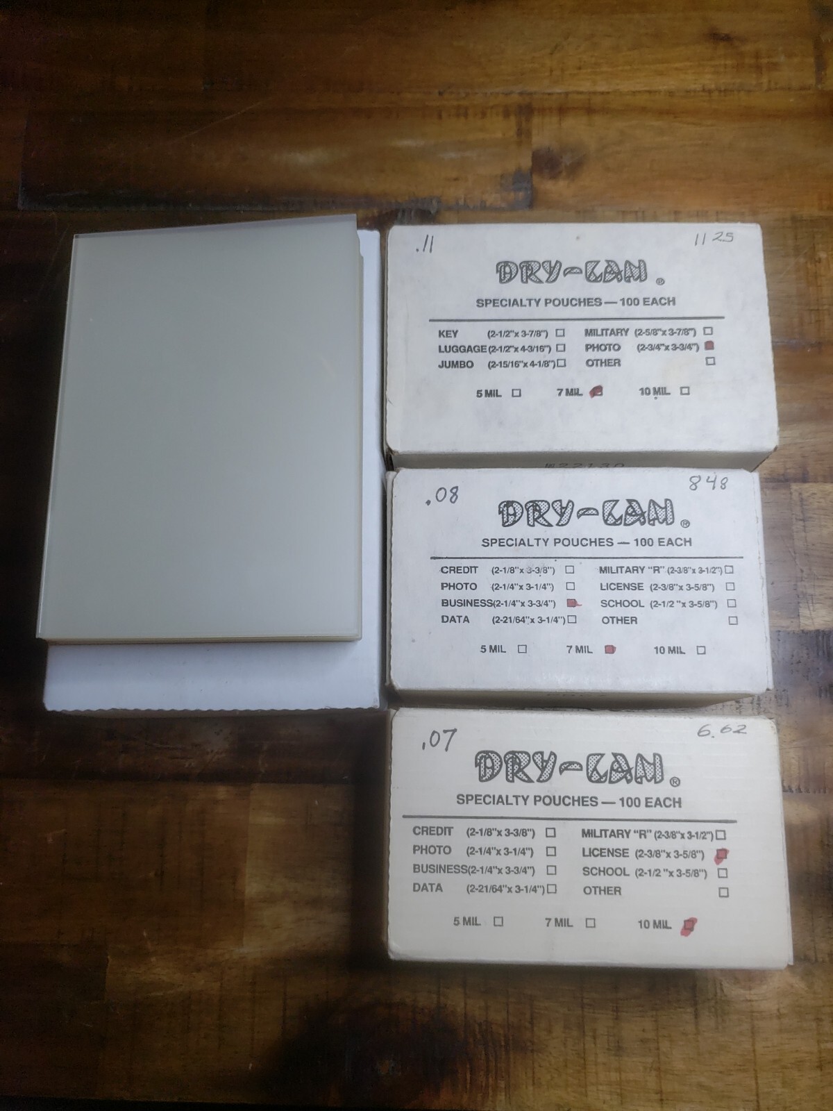 Vintage Dry-Lam Specialty  photo Pouches Box lot. 4 different sizes. 