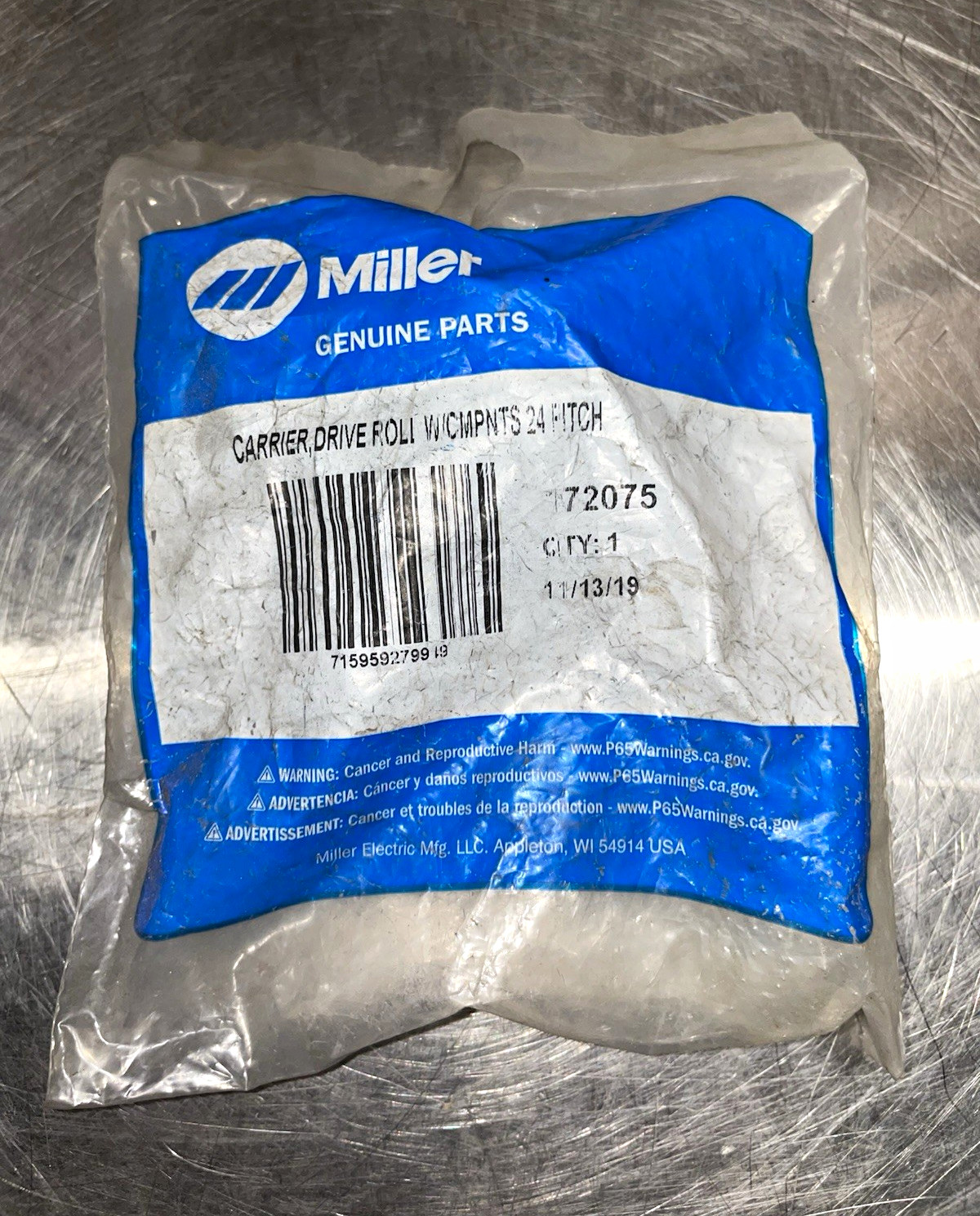 Miller 172075 Drive Roll Carrier w/ Components & Pin, 24 Pitch (.023/.025)