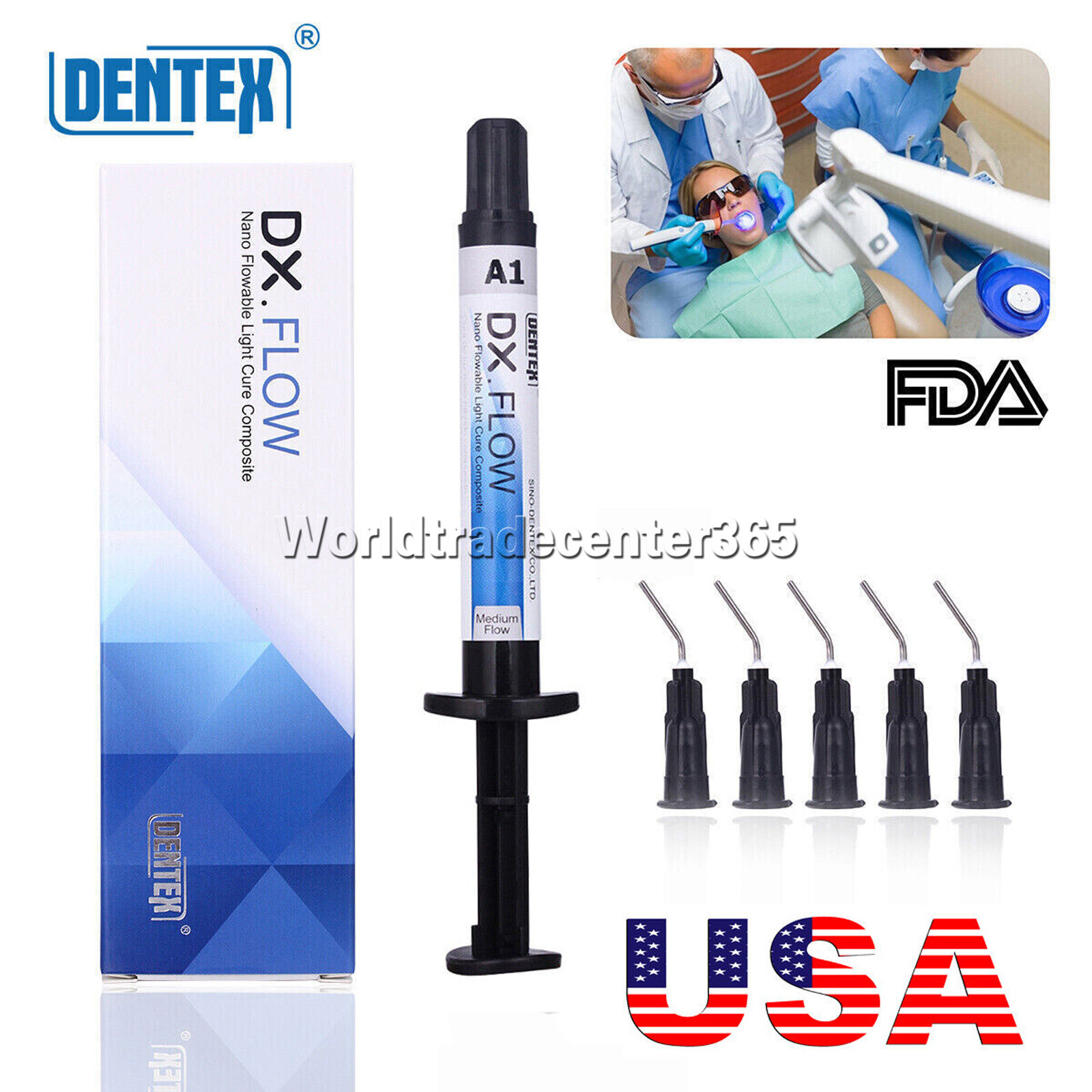 DX.FLOW DENTEX Dental Flowable Light Cure Composite Resin Medium Flow A1 3g/pcs DX.FLOW DENTEX Dental Flowable Light Cure Composite Resin Medium Flow A1 3g/pcs