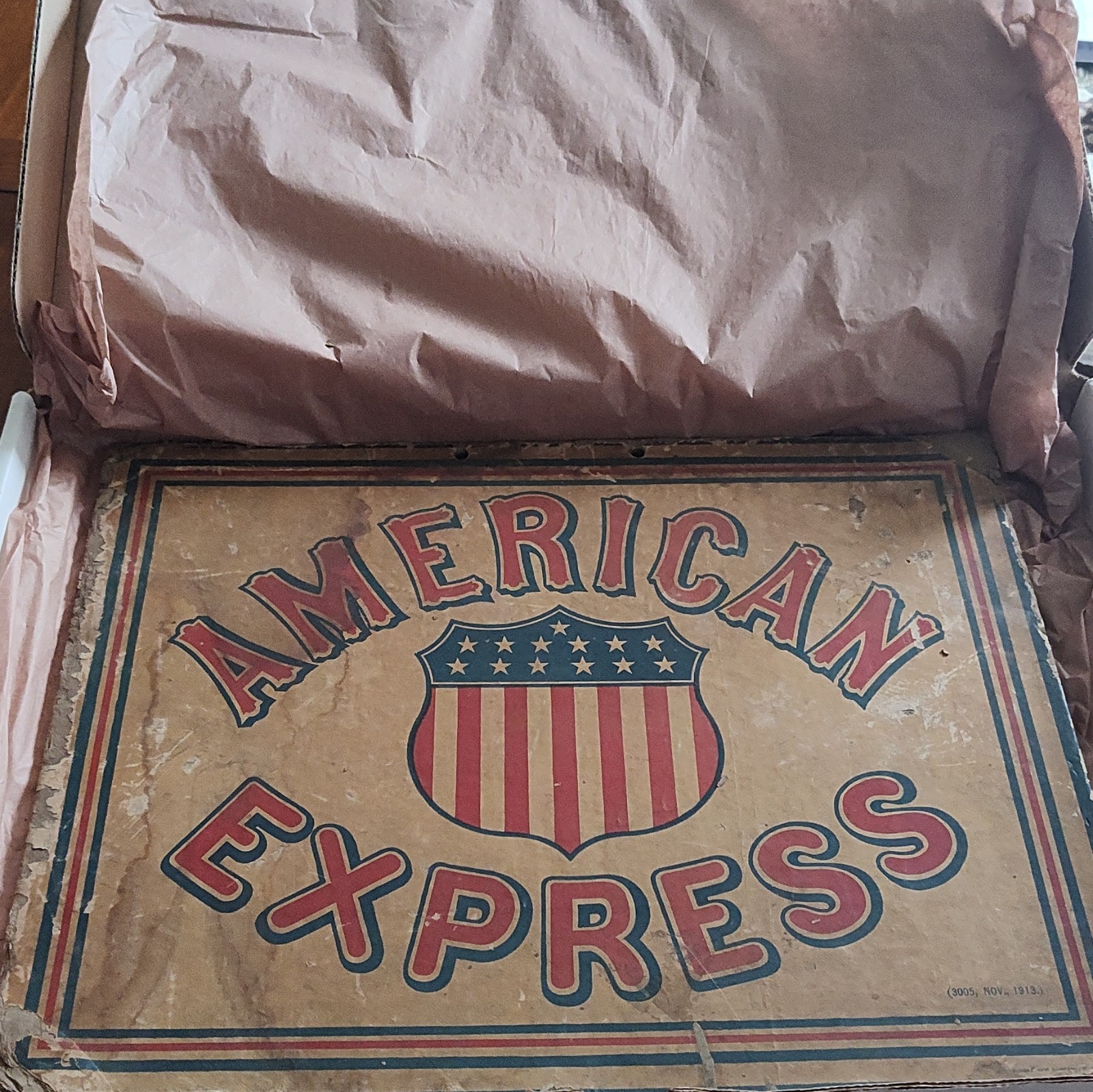 Vintage American Express Double Sided Sign. 15 X 12 Inches. Press board.  1913