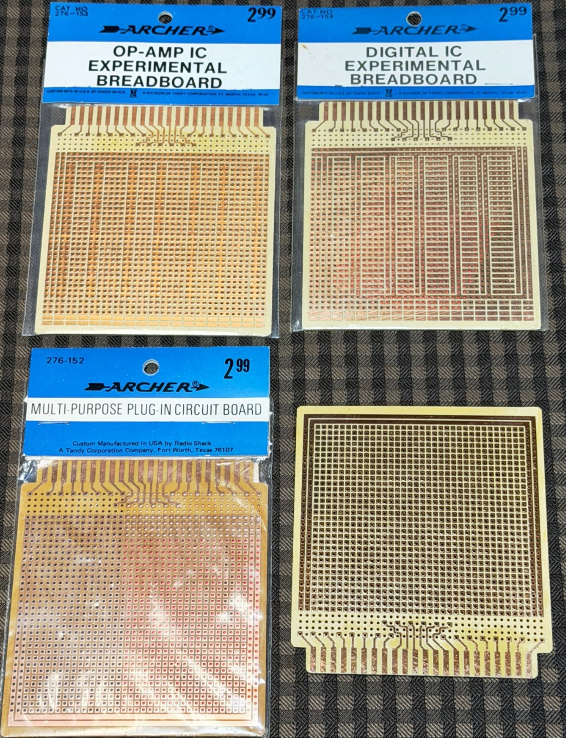 Lot of 4 Vintage Radio Shack Archer IC Experimental Breadboard Circuit Boards