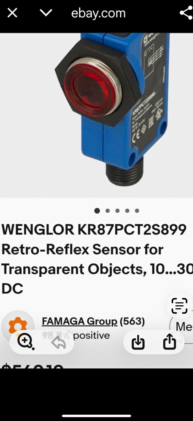 wenglor KR87PCT2S899 Retro-Reflex Sensor DC Digital SPST Connector Panel