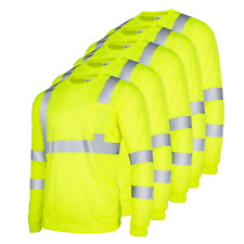 5 Pack Hi Vis T Shirt ANSI Class 3 Reflective Safety Long Sleeve picture