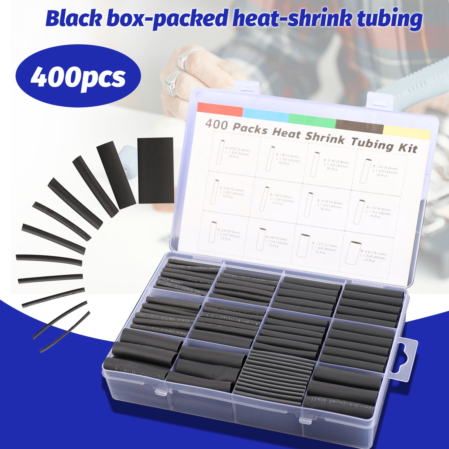 400 Pcs Heat Shrink Tubing Kit-3:1 Ratio Adhesive Lined Marine Grade Shrink NEW 400 Pcs Heat Shrink Tubing Kit-3:1 Ratio Adhesive Lined Marine Grade Shrink NEW