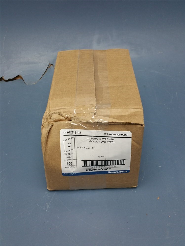 Box of 100 Thomas & Betts Superstrut Square Washer Goldgalv Steel AB241 1/2\
