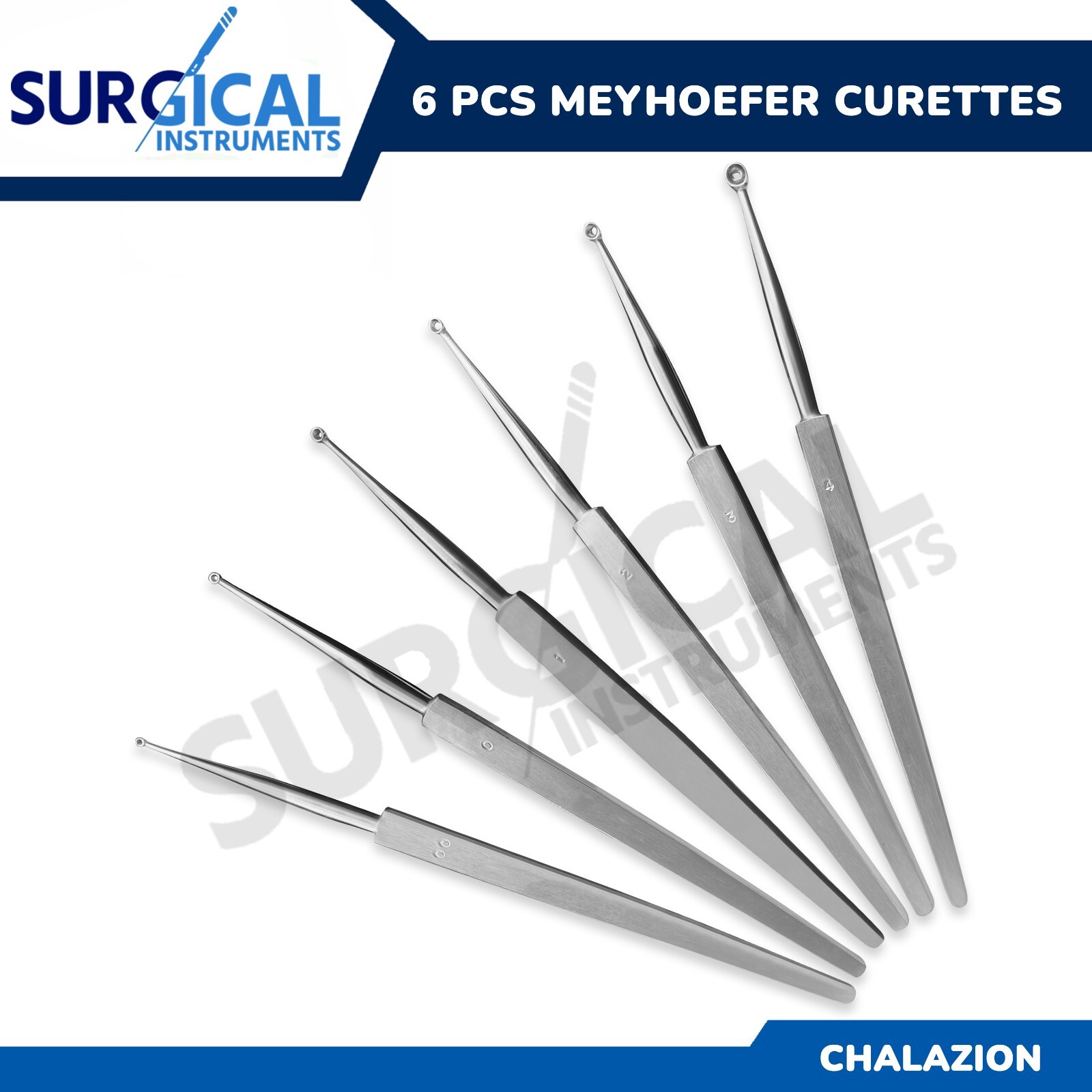 6 Meyhoefer Chalazion Curette Surgical Medical ENT Instruments 5\