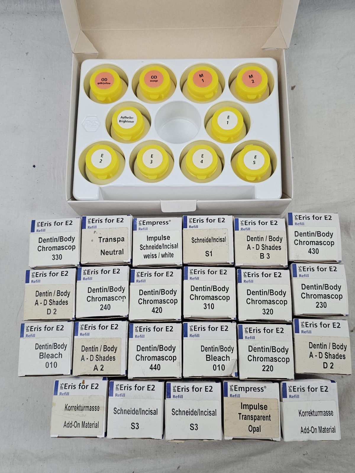NEW IVOCLAR VIVADENT LOT 34 BOTTLES ERIS E2 IMPULSE KIT DIFFERENT ...