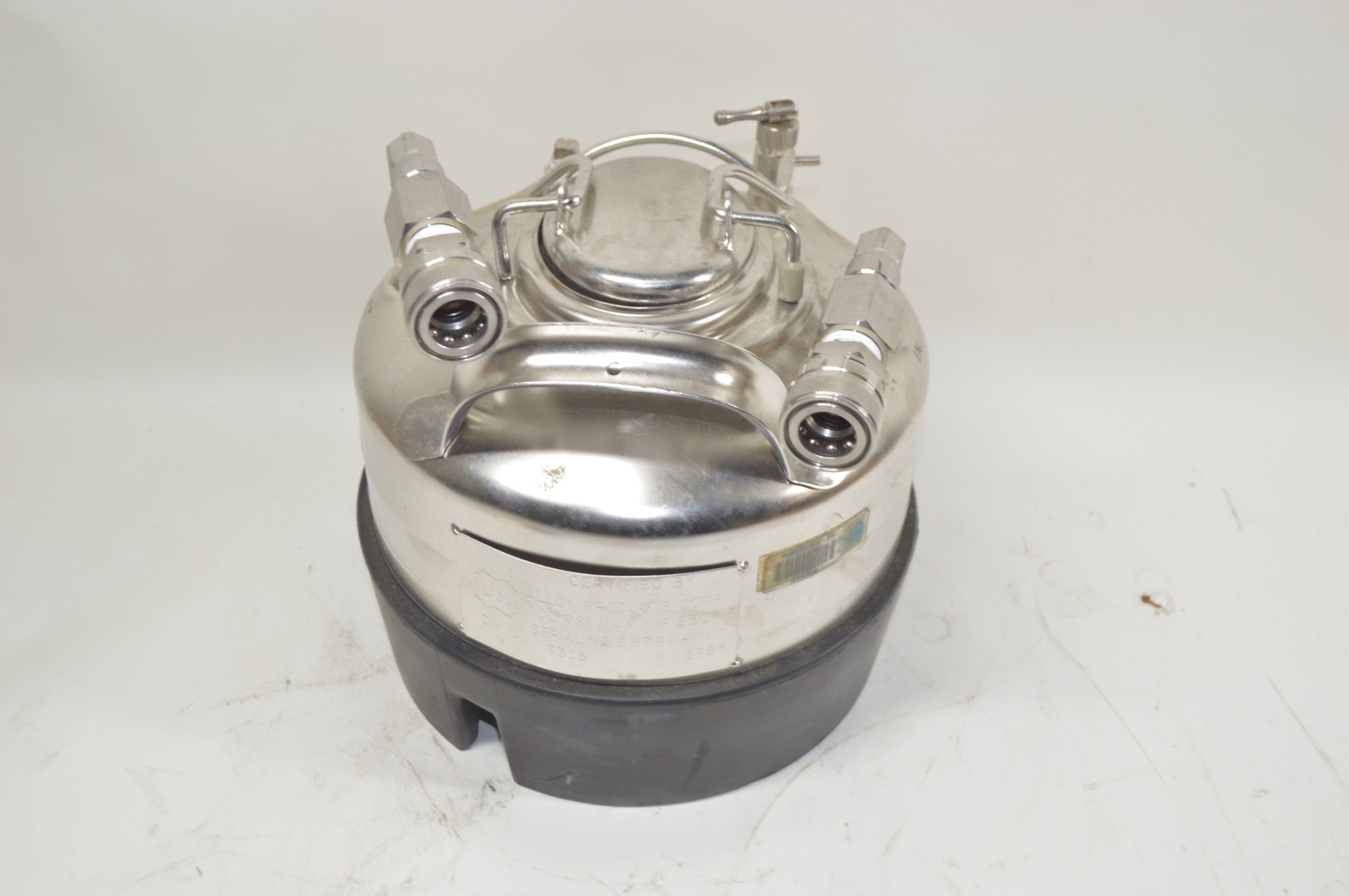 Alloy Products / Millipore 316 Stainless Pressure Tank 100PSI Max 250F 5 Liter