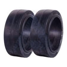 2PK Press-On Forklift Tires 14x4-1/2x8 14x4.5x8 Black Smooth Cushion Solid picture