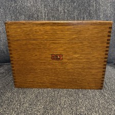 Vintage Weis Quartersawn Oak Card File Box With Cards | Hinged Lid Recipe Box picture