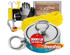 Kit pesca con imán 2000 lb con cuerda, gancho, guantes y bolsa, juego completo picture