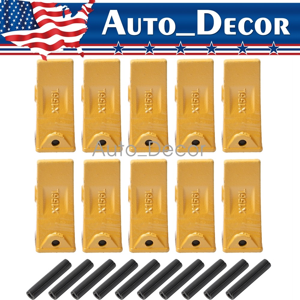 X156L Long Bucket Teeth Dirt Teeth with P156 Roll Pins for Digging Buckets -10PK